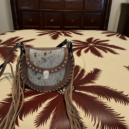 Bolso bandolera de piel de vaca estilo western 5