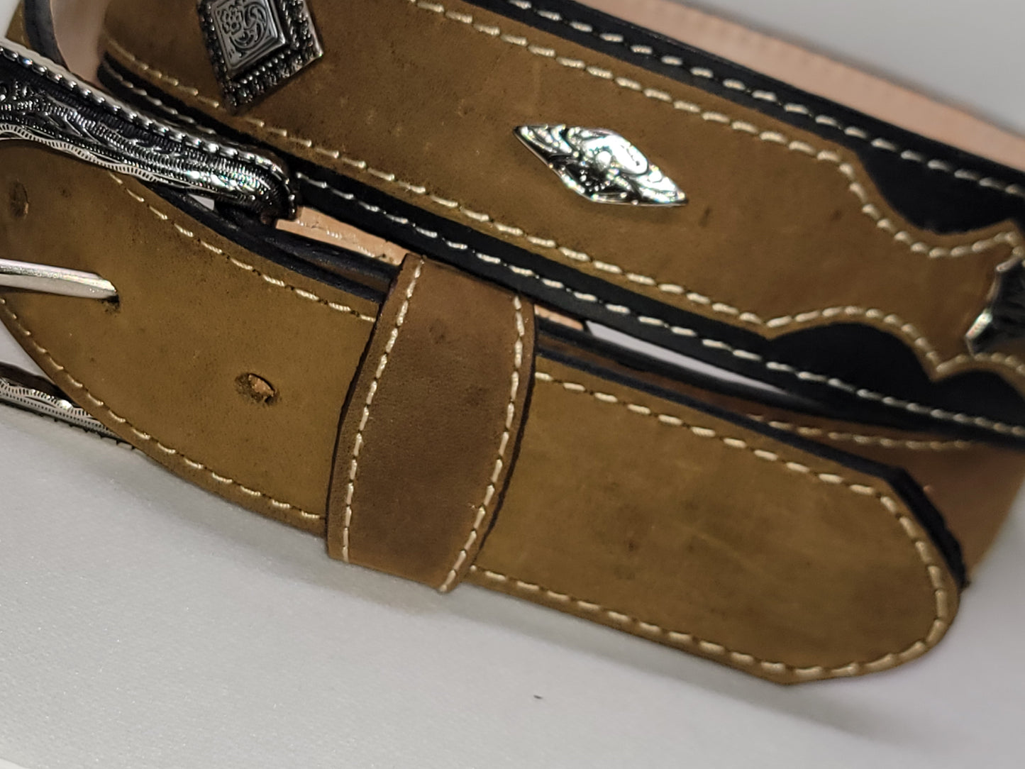 Men's Fine Leather Belt, Black/Brown