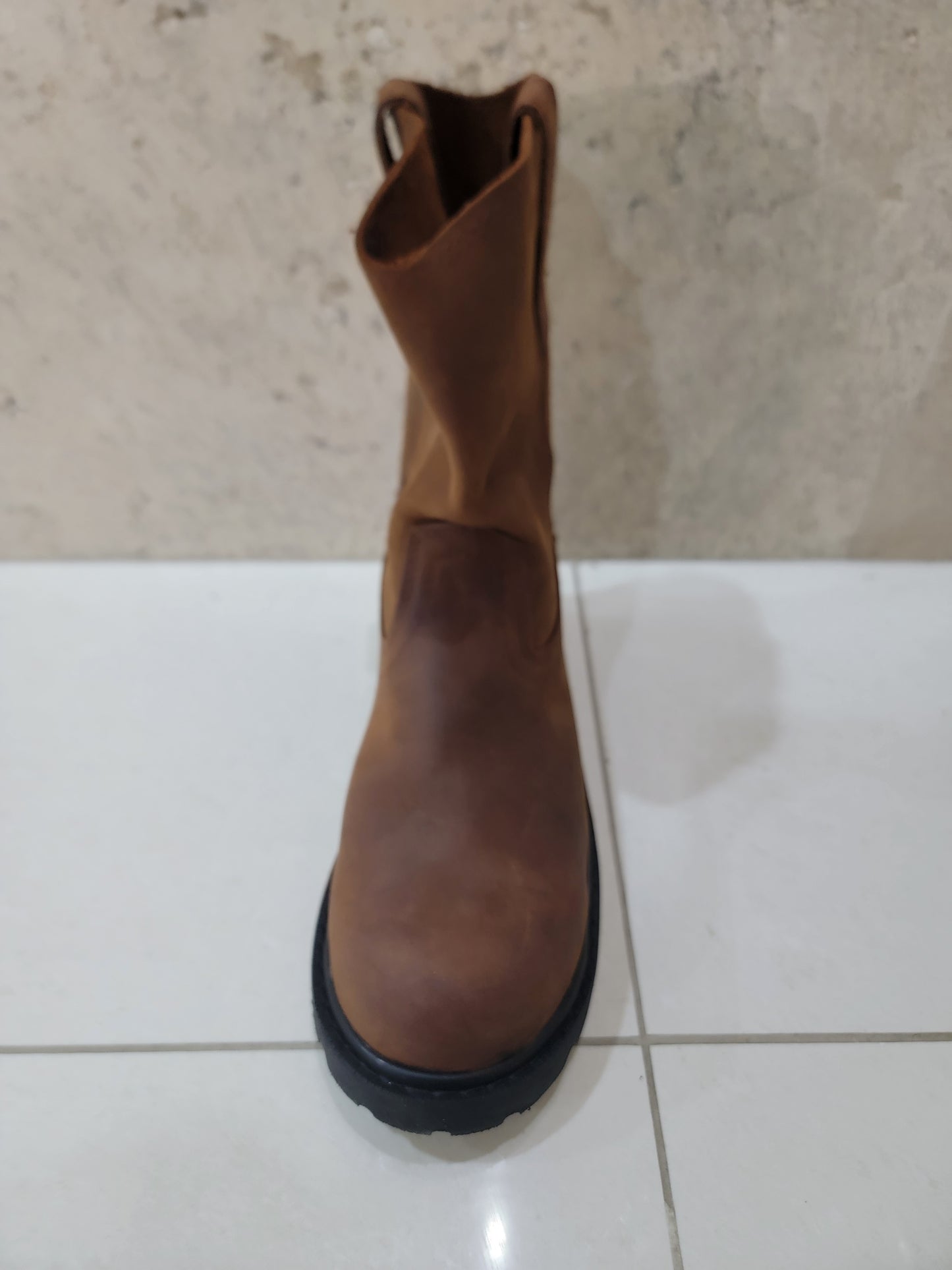 Men's Roper Work Boots, Full Grain Leather, Pull-on, Durable Slip and Chemical Resistant Soles