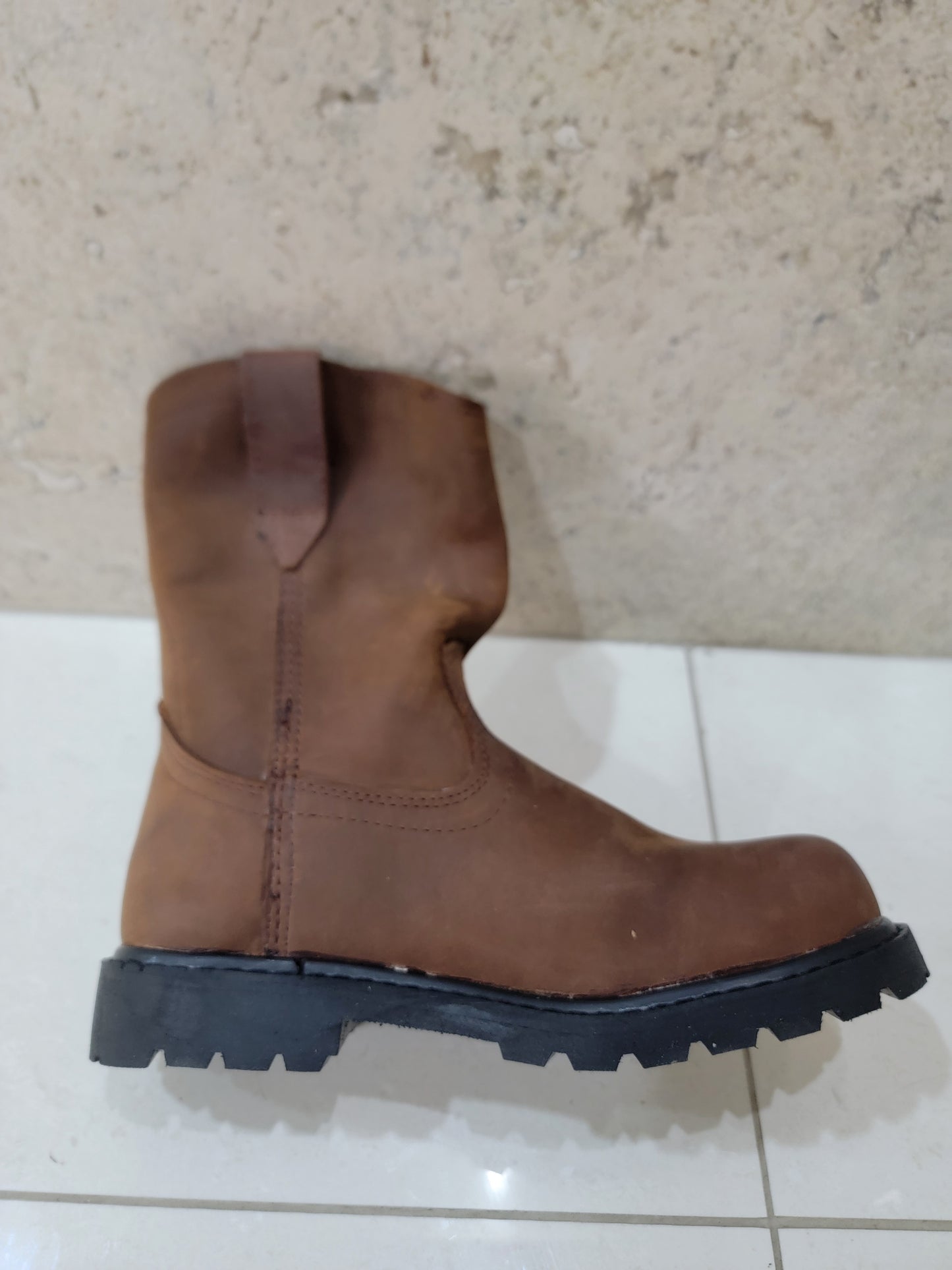 Men's Roper Work Boots, Full Grain Leather, Pull-on, Durable Slip and Chemical Resistant Soles