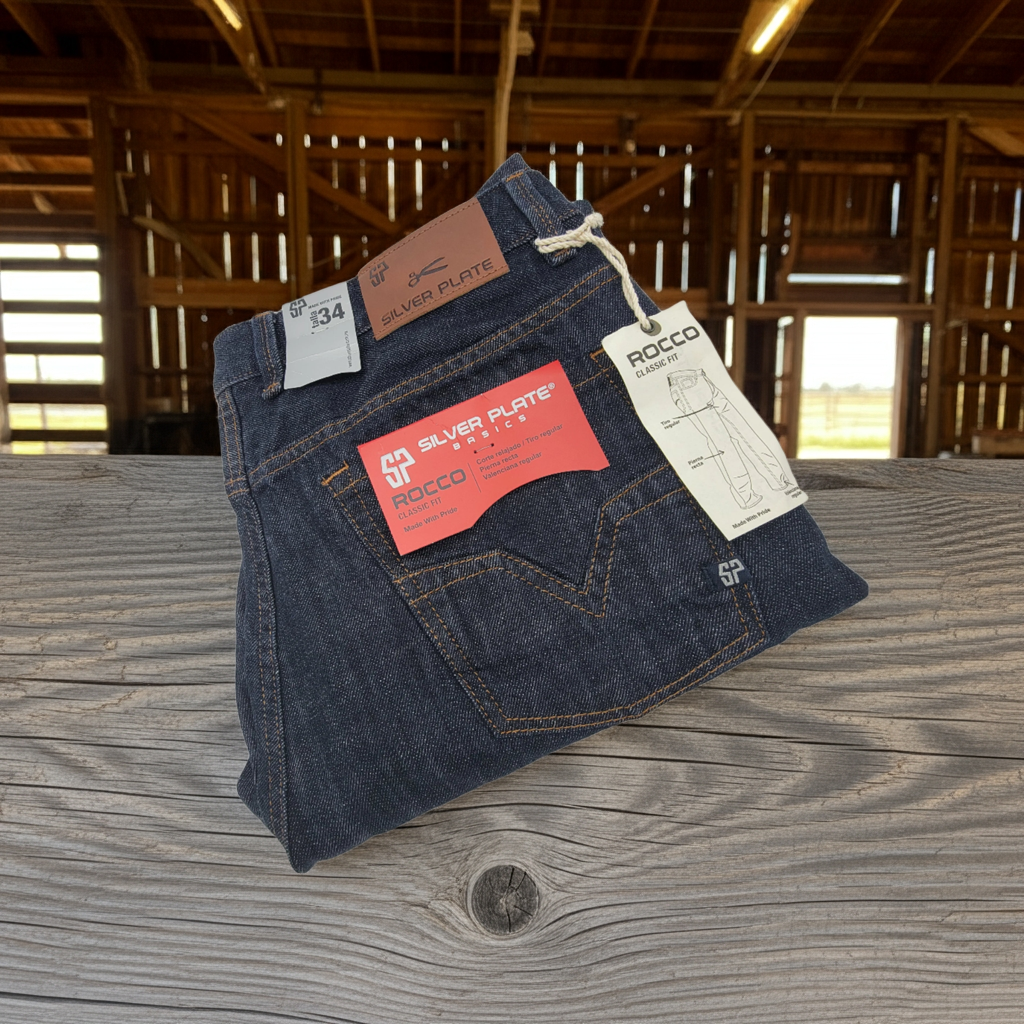 Vaqueros plateados para hombre