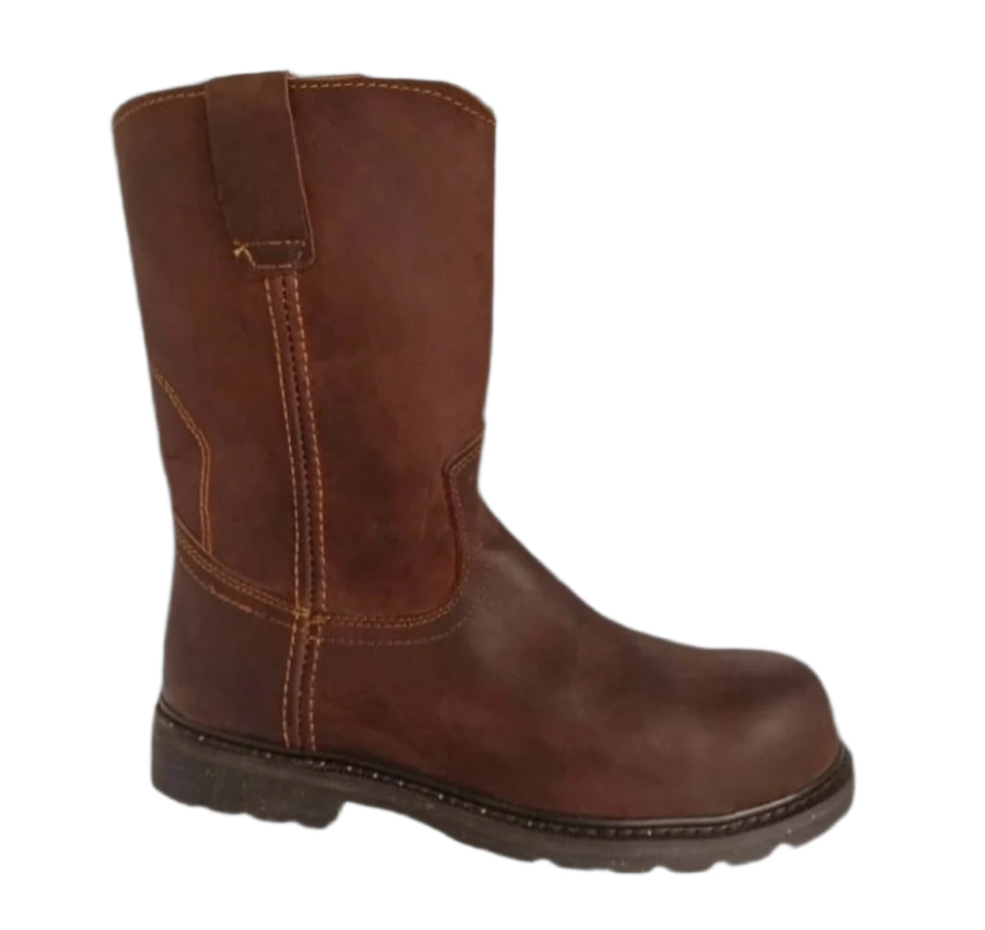 Men's Roper Work Boots, Full Grain Leather, Pull-on, Durable Slip and Chemical Resistant Soles