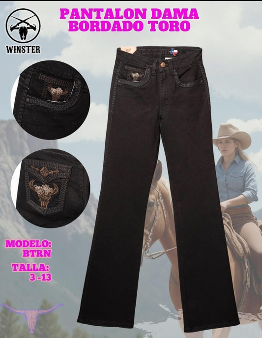 Vaqueros Winster Bordado Toro Mujer