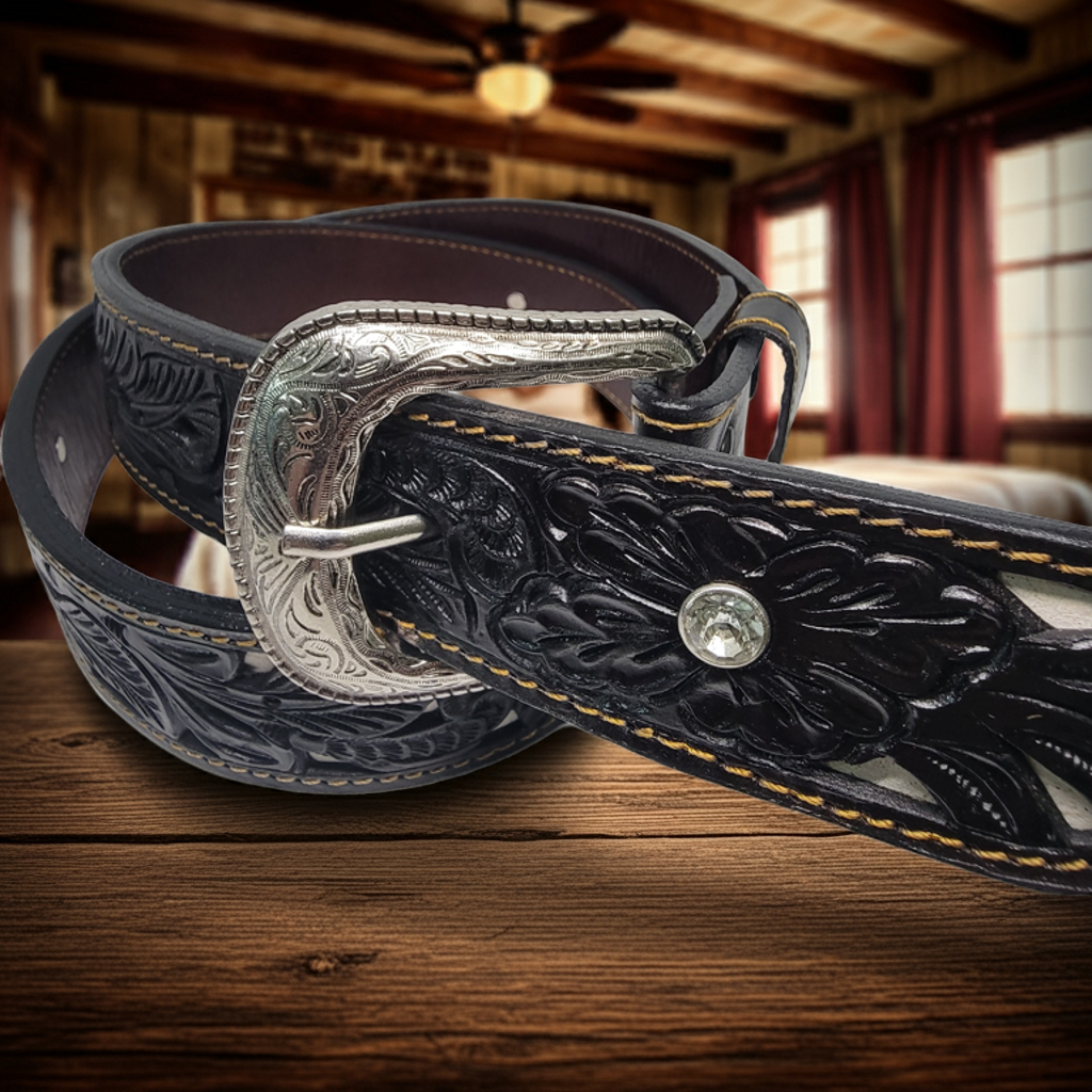 Cinturón de cuero cortado con láser para mujer