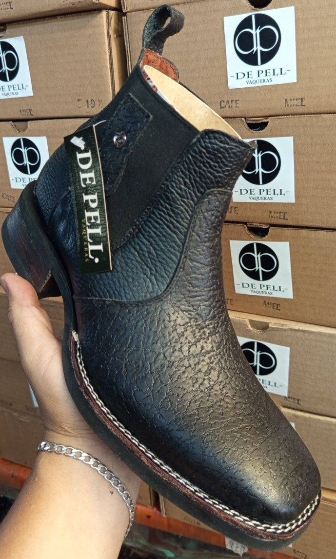 Men's Western Squared Toe Full Grain Leather Chelsea Boot