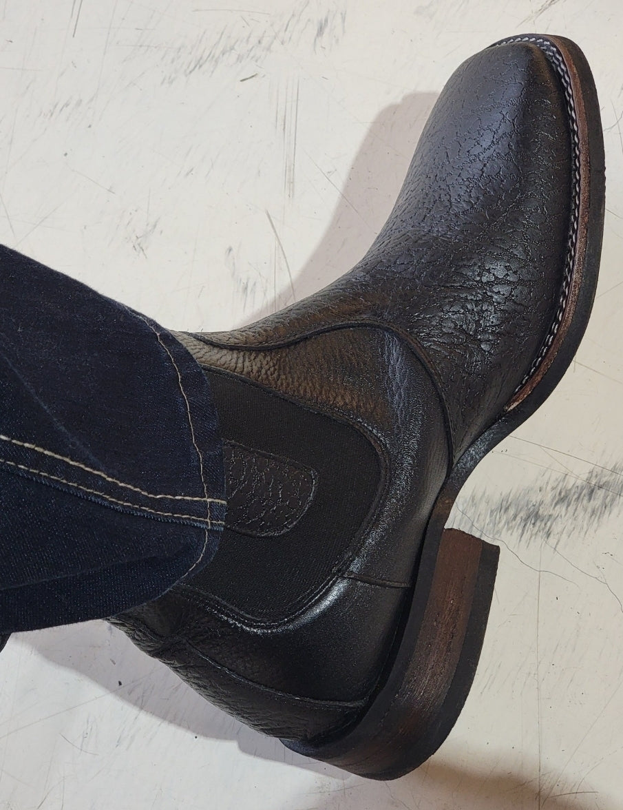 Men's Western Squared Toe Full Grain Leather Chelsea Boot